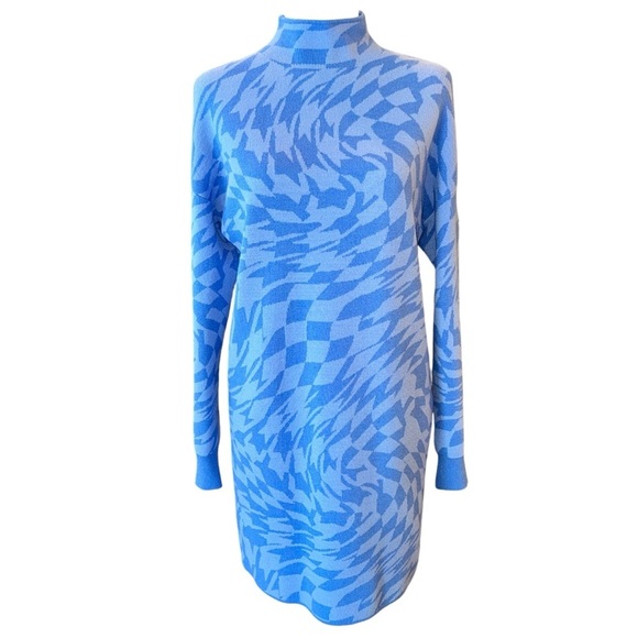 NWT Gianni Bini GB Geometric Swirl Sweater Dress Girls Sz S  Long Sleeve Blue - Picture 4 of 10